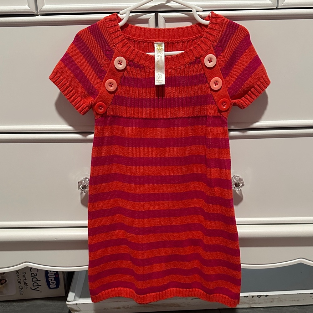 Cherokee Kids Dress in Red and Orange Stripes